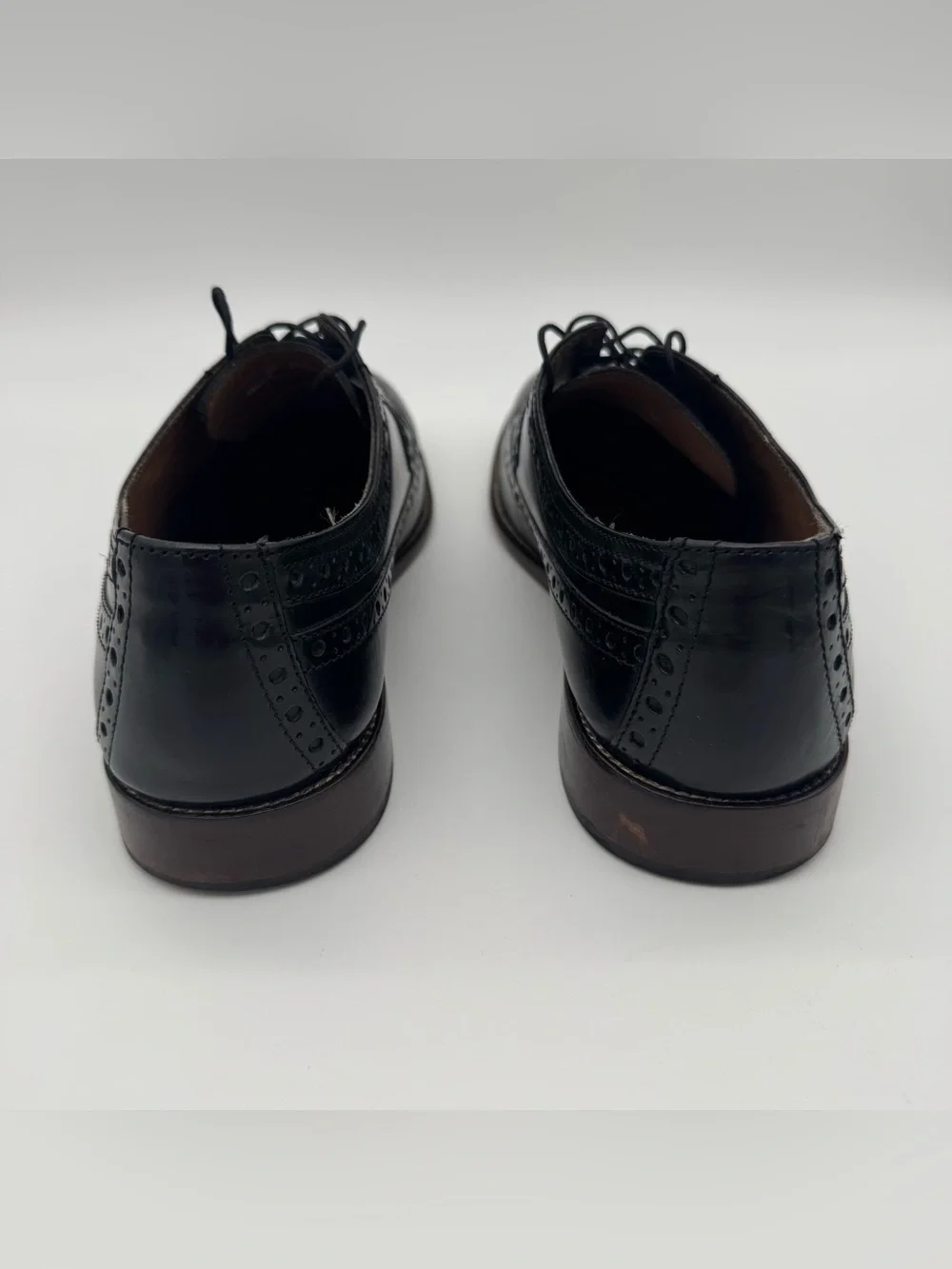 Johnston & Murphy Wingtip Oxford Shoes Brogue Black Leather Mens Size 10.5